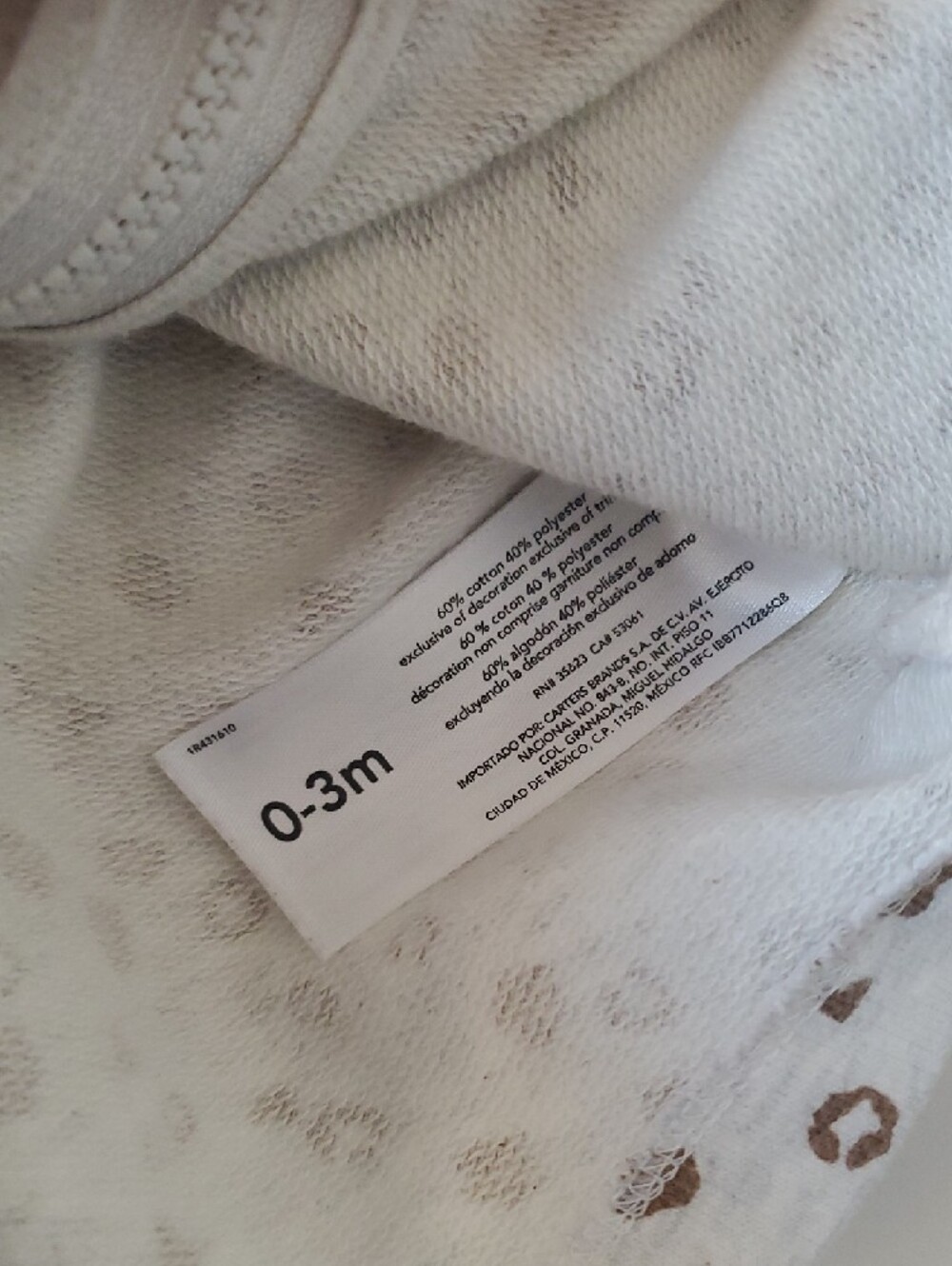 Baby Girl Hooded Zip Jacket - Cream with Brown Leopard Print Size 0-3 Month - Picture 3 of 3
